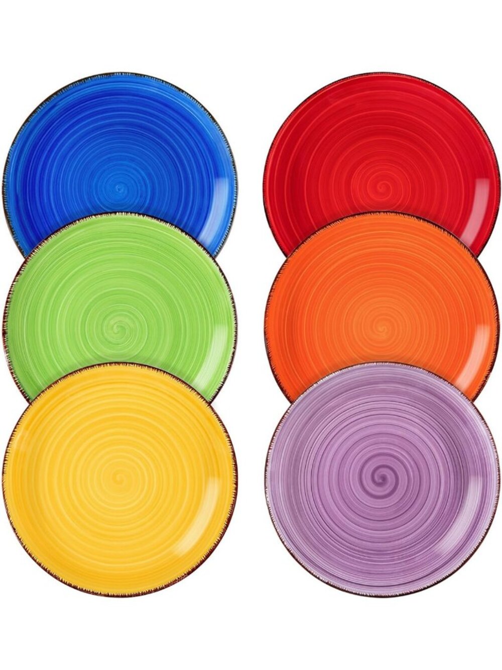 Colorful Ceramic Salad Plate Set of 6 - 7.5 Inch, Dishwasher & Microwave Safe